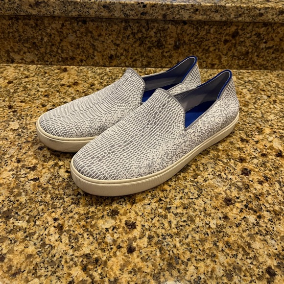 Rothy's Shoes - Rothy’s Opal Python Sneakers Women’s 10.5 Grey White Marigold Yellow Heel Stripe